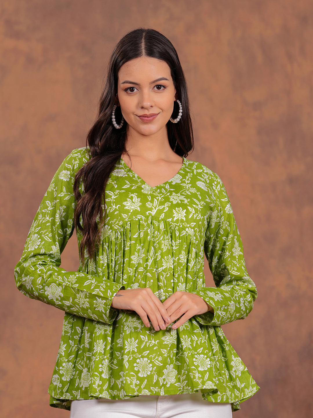 Green Full Peplum Top