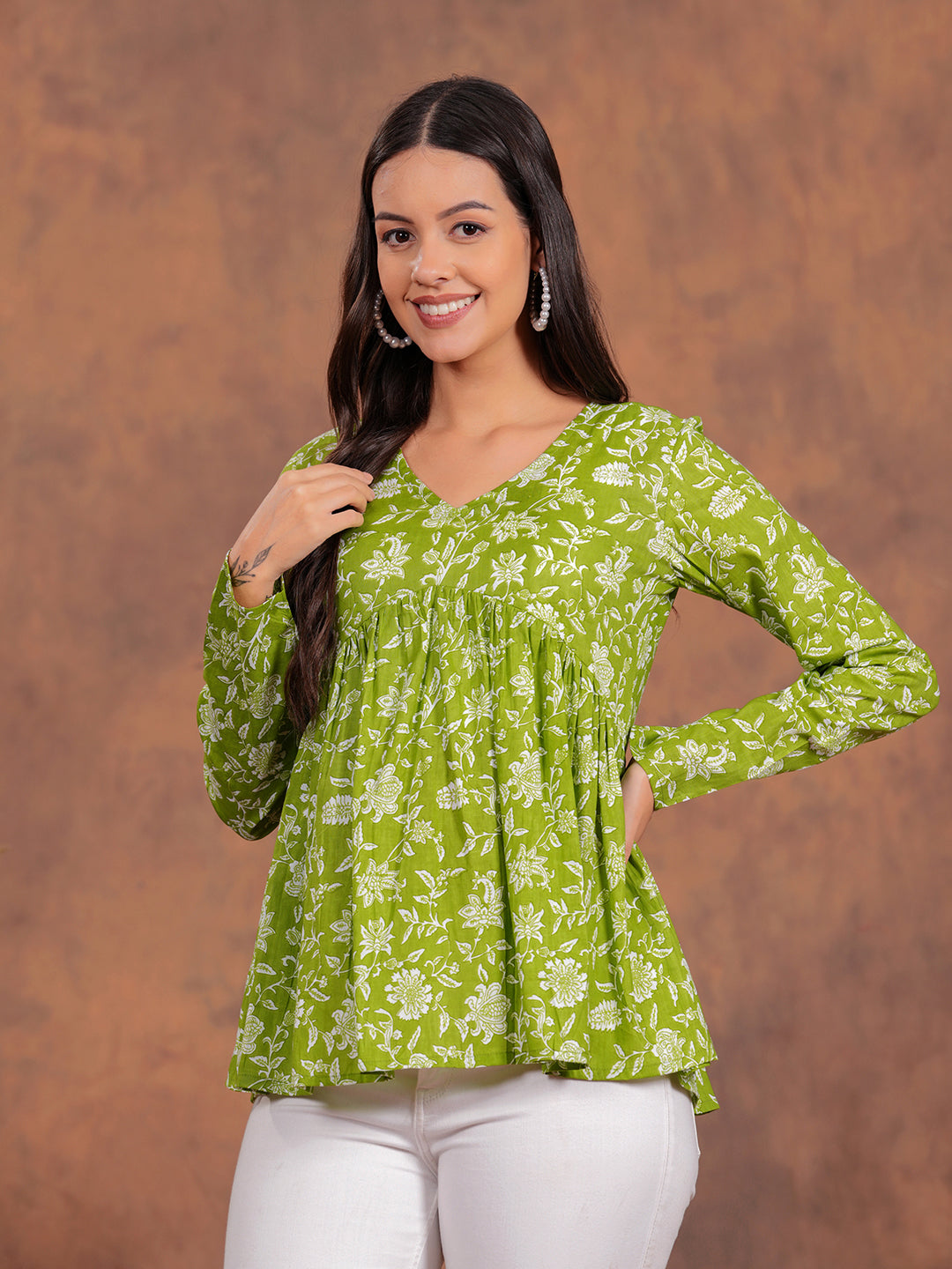 Green Full Peplum Top