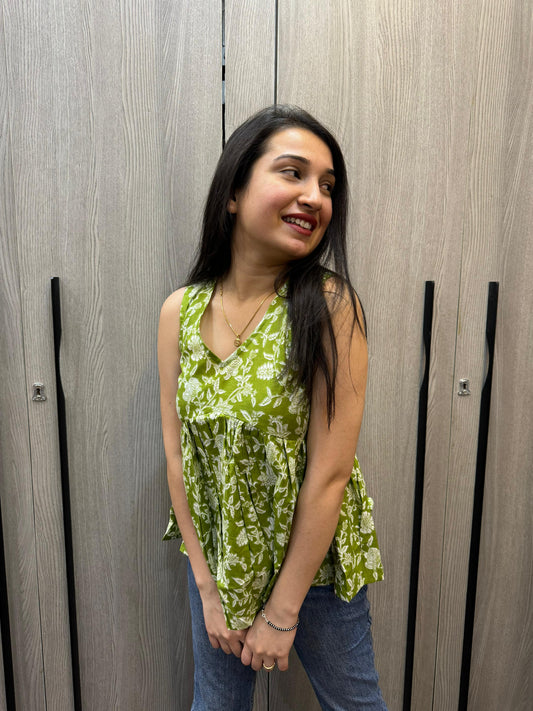 Green Sleeveless Top