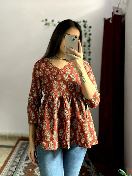 Ajrakh Angarakha Peplum Top